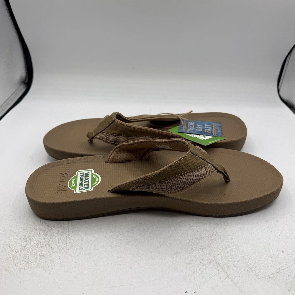 Sanuk Cosmic Seas Mesh Flip Flops Mens Sz 13 Tan Brown Thong Sandals 1152872 NWT - Picture 7 of 11